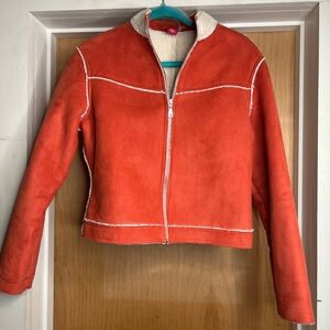 Allen By A.B.S Women’s Orange Cropped Faux Suede Zipper Jacket.  Size: Medium